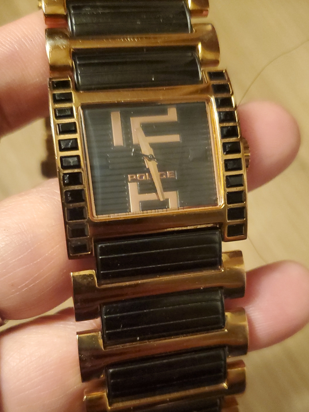 Vintage Y2K Police "Side Avenue" Black Gold Men's Watch 11748L - AS IS